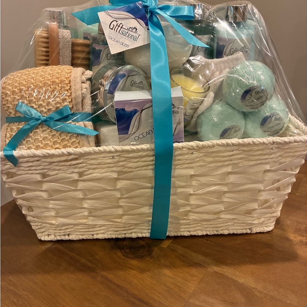 Gift Basket with Turquoise Ribbon